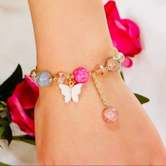Multi Color Beaded Butterfly Bracelet - Picture 1 of 4